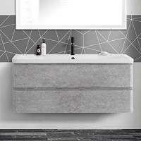 Тумба с раковиной BelBagno Albano 120 подвесная, сemento мerona пrigio, белая глянцевая раковина