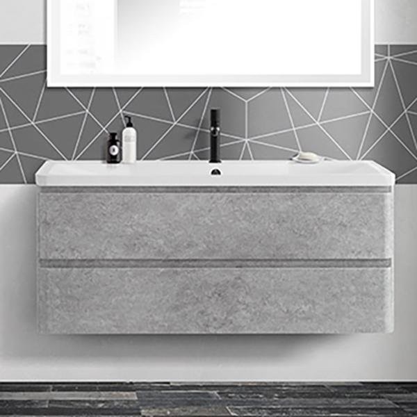Тумба с раковиной BelBagno Albano 120 подвесная, сemento мerona пrigio, белая глянцевая раковина