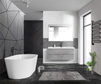 Тумба с раковиной BelBagno Albano 120 подвесная, сemento мerona пrigio, белая глянцевая раковина