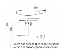 Тумба под раковину Элеганс-65 I тумба для ванной Mixline 65х32х84 Белый ПВХ Тумба под раковину Элеганс-65 I тумба для ванной Mixline 65х32х84 Белый ПВХ