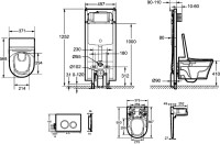 Комплект Jacob Delafon Seine E34360-00 умный подвесной унитаз + инсталляция + кнопка