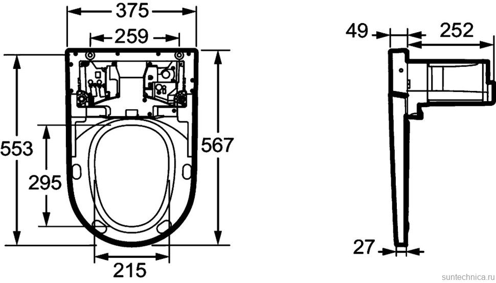 Комплект Jacob Delafon Seine E34360-00 умный подвесной унитаз + инсталляция + кнопка