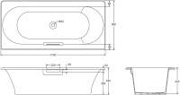 Чугунная ванна Jacob Delafon Volute E6D901-0 170x80 см, с ножками, со сливом-переливом