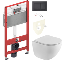 Комплект Унитаз подвесной BelBagno Libero BB11051CH-TOR/SC безободковый + Инсталляция TECE Now 9400414 4 в 1 с кнопкой смыва