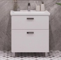 Тумба с раковиной SanStar Gretta 60 напольная, белая, раковина Kirovit Фостер 60