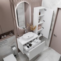 Мебель для ванной комнаты Grossman Кристалл 80 подвесная, белый глянец