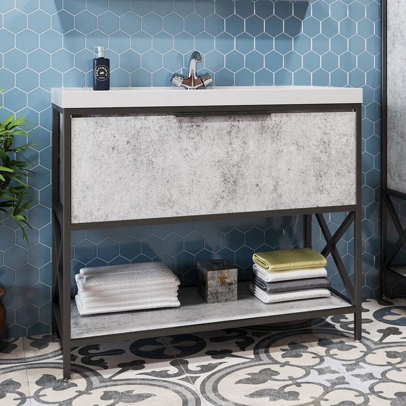 Тумба с раковиной Mixline Бруклин 100 бетон