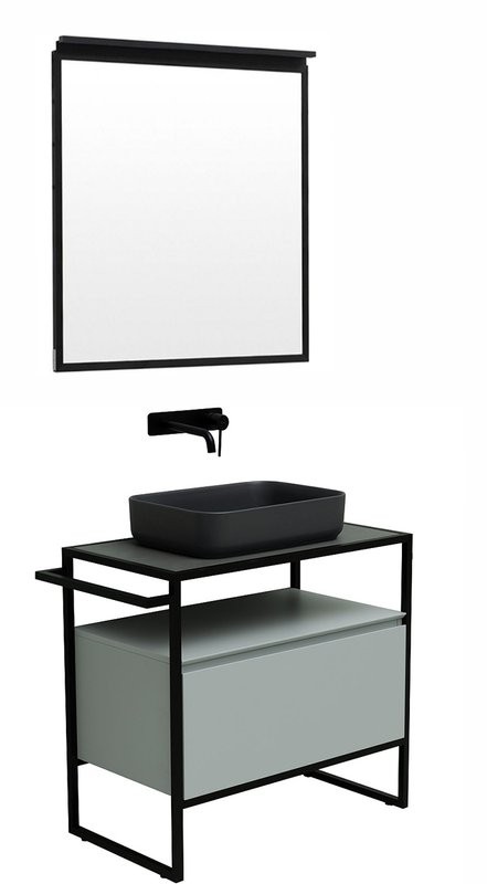 Мебель для ванной комнаты Allen Brau Priority 80 напольная, папирус матовый, столешница графит