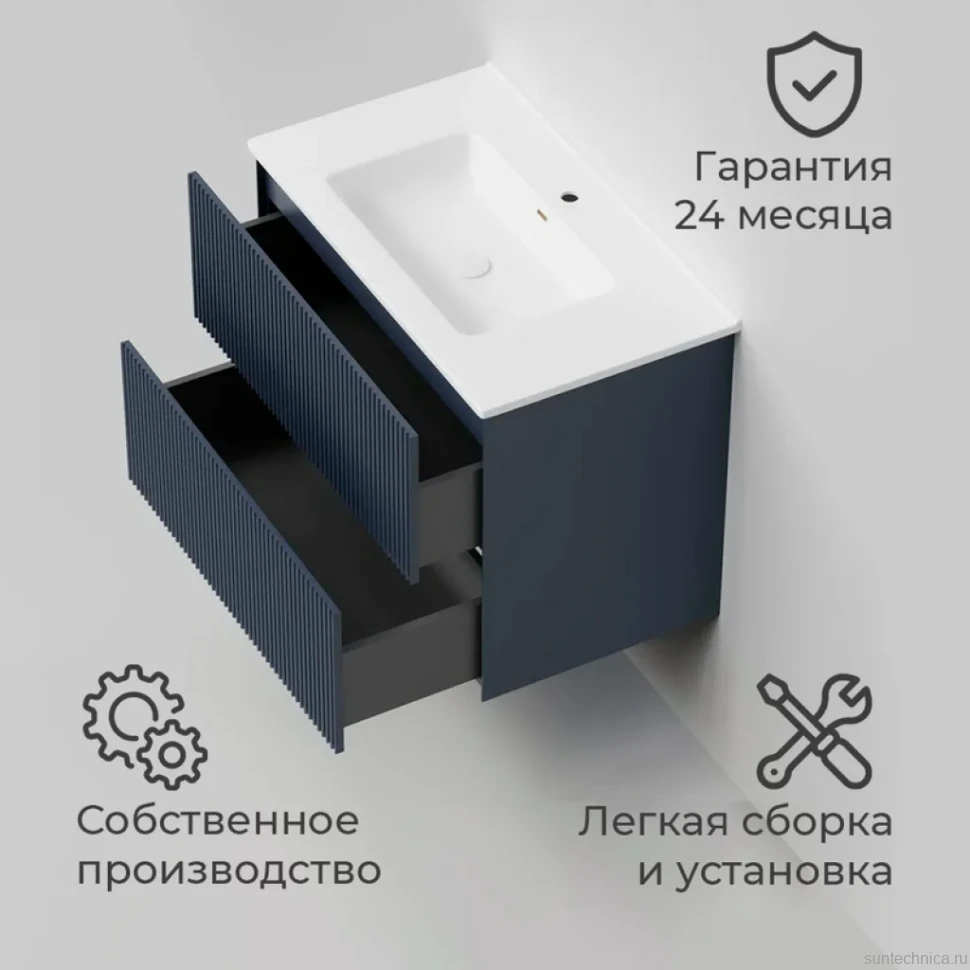 Тумба под раковину La Fenice TERRA Twin Blu Grigio синяя матовая 80 см