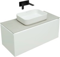 Мебель для ванной комнаты Allen Brau Infinity 100 1+1, подвесная, белый матовый, столешница серый структ