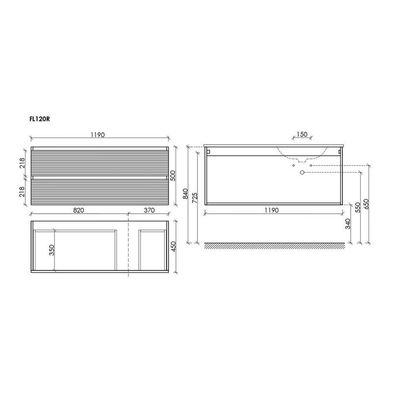 Тумба для ванной подвесная Sancos Folk правая 1195х445х500, FL120RES