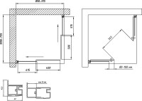Душевой уголок Vegas Glass ZA-F Novo 110*90 02М 01 профиль черный матовый, стекло прозрачное