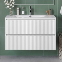 Тумба с раковиной BelBagno Uno 100 подвесная, 2 ящика, bianco opaco