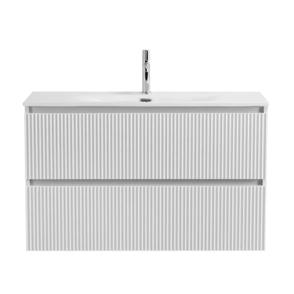 Тумба с раковиной BelBagno Uno 100 подвесная, 2 ящика, bianco opaco