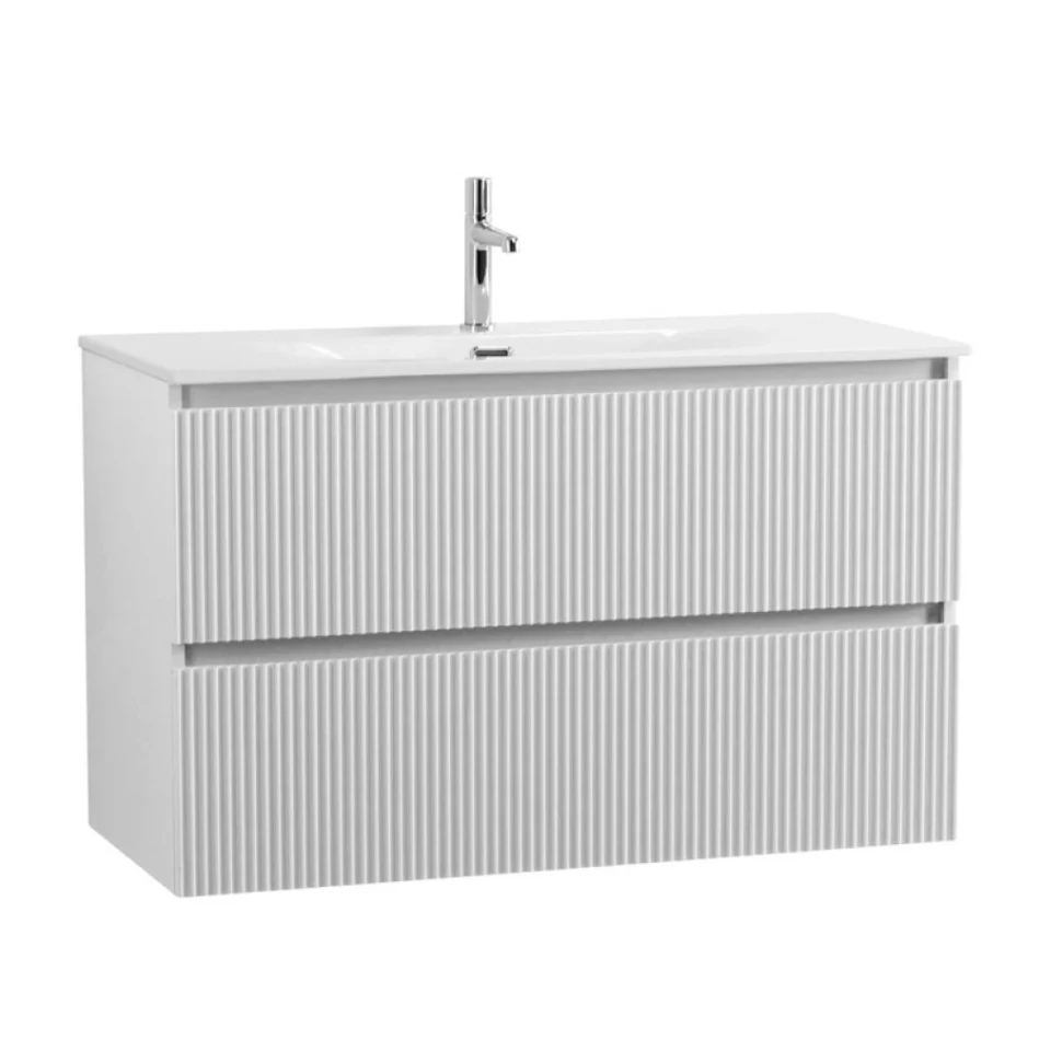 Тумба с раковиной BelBagno Uno 100 подвесная, 2 ящика, bianco opaco