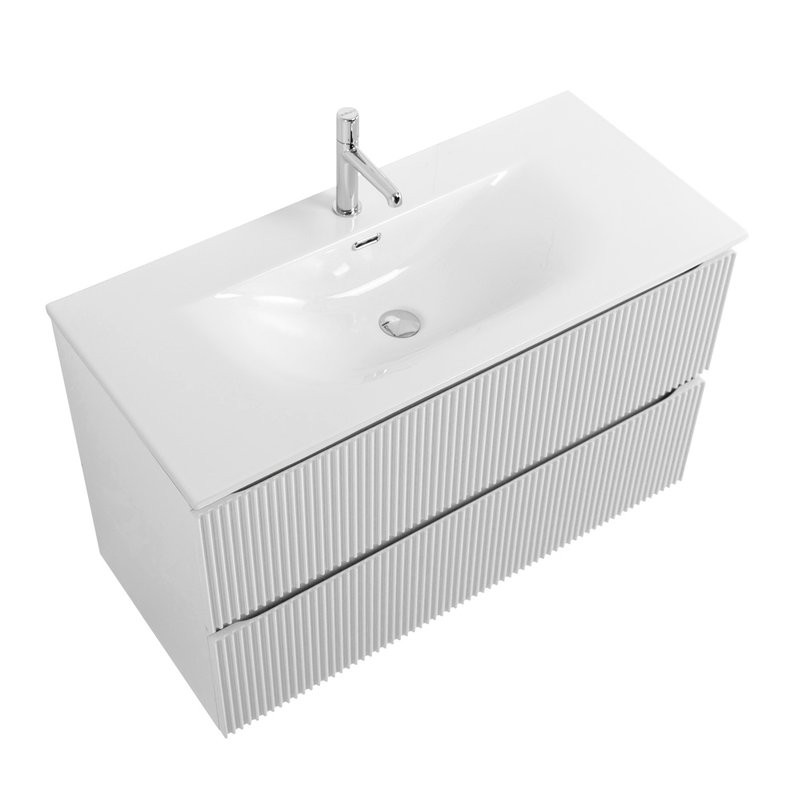 Тумба с раковиной BelBagno Uno 100 подвесная, 2 ящика, bianco opaco