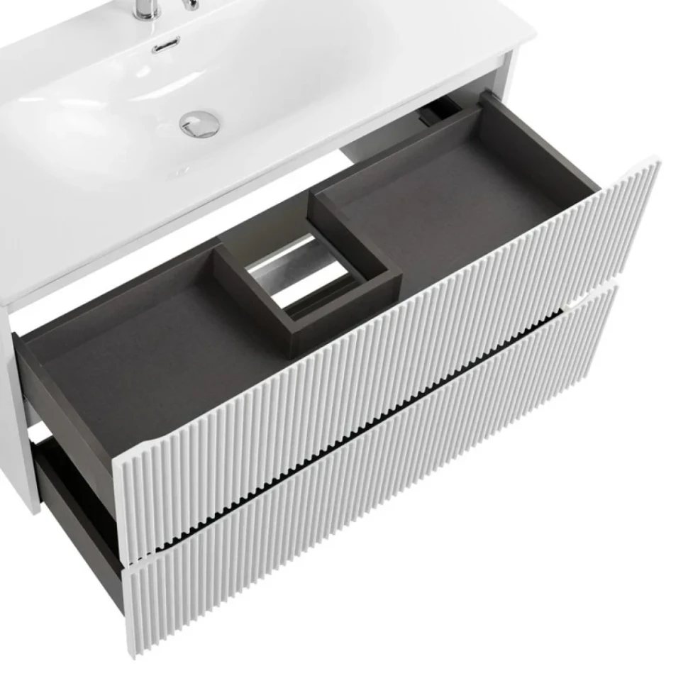 Тумба с раковиной BelBagno Uno 100 подвесная, 2 ящика, bianco opaco