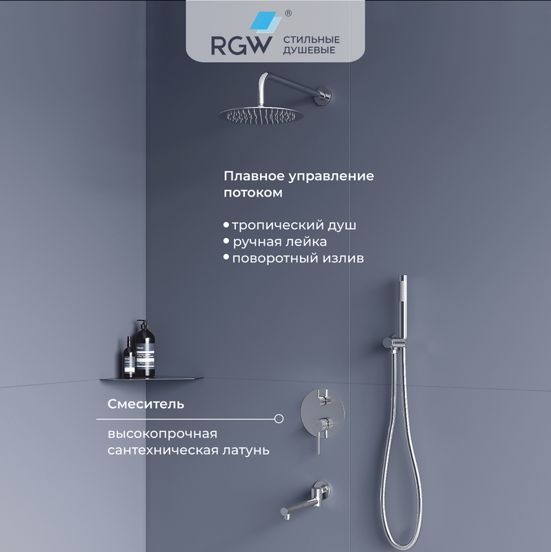 Душевой комплект RGW Shower Panels SP-55 С ВНУТРЕННЕЙ ЧАСТЬЮ, хром