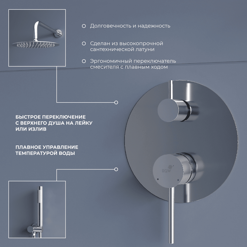 Душевой комплект RGW Shower Panels SP-55 С ВНУТРЕННЕЙ ЧАСТЬЮ, хром