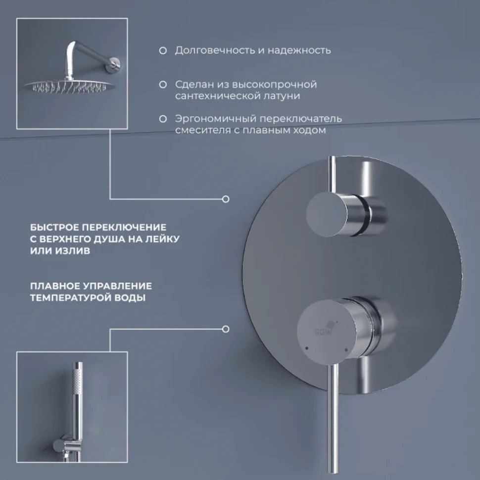 Душевой комплект RGW Shower Panels SP-55 С ВНУТРЕННЕЙ ЧАСТЬЮ, хром