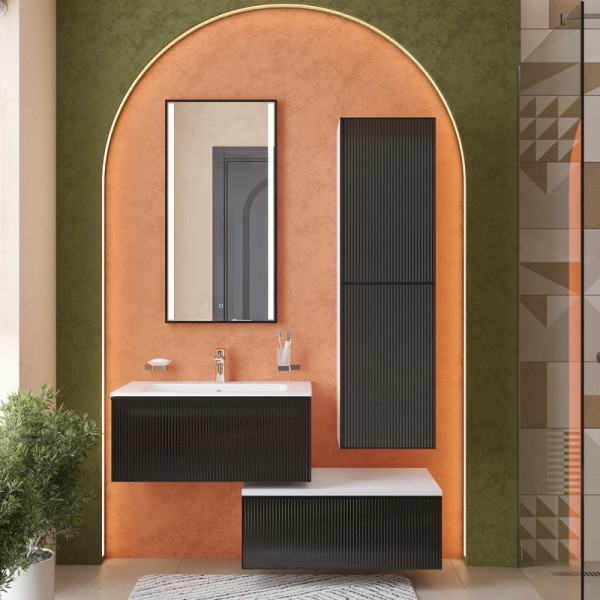 Мебель для ванной комнаты STWORKI Левангер 80 белая матовая, 2 тумбы