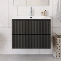 Тумба с раковиной BelBagno Uno 90 подвесная, 2 ящика, матовая темно-серая