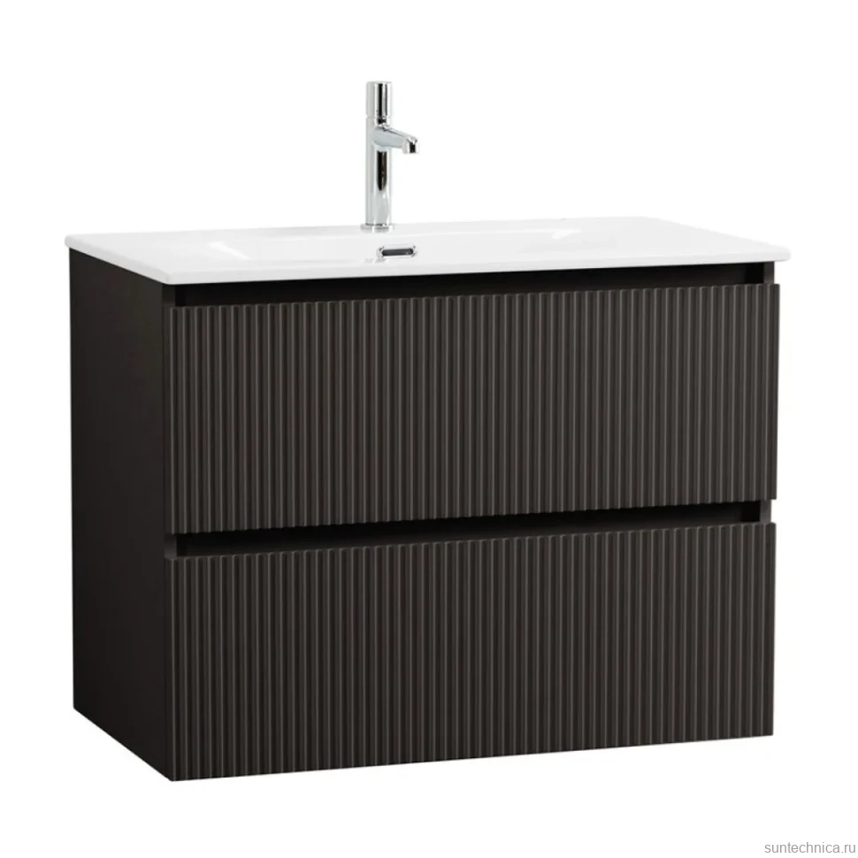Тумба с раковиной BelBagno Uno 90 подвесная, 2 ящика, матовая темно-серая