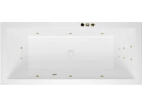 Акриловая ванна Excellent Heaven Slim Smart 180x80 см, встраиваемая, с гидромассажем, белая, с каркасом, со сливом-переливом, фурнитура бронза