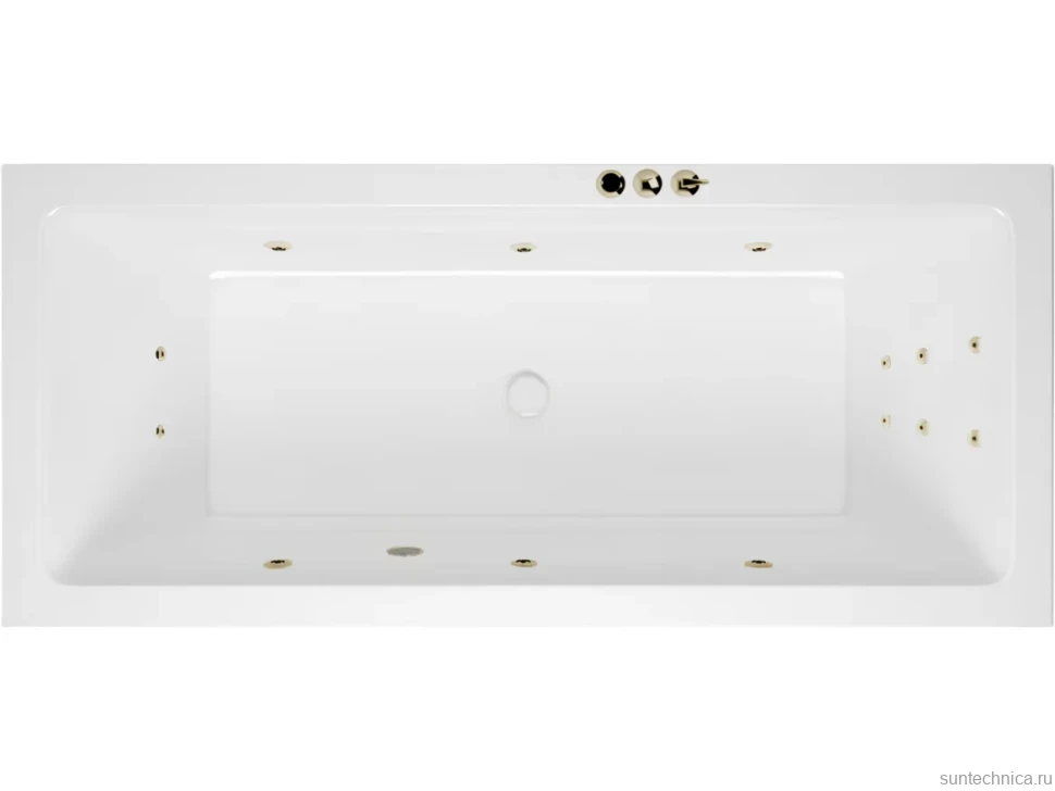 Акриловая ванна Excellent Heaven Slim Smart 180x80 см, встраиваемая, с гидромассажем, белая, с каркасом, со сливом-переливом, фурнитура бронза