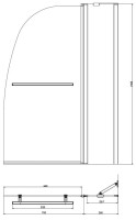 Шторка на ванну Azario BOSTON 142ТВ AZ-142TB 100 см, с поручнем