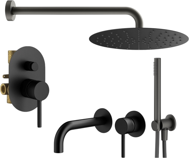 Комплект для ванной Plumberia Selection Ixo KITXO15NO210 С ВНУТРЕННЕЙ ЧАСТЬЮ, черный матовый