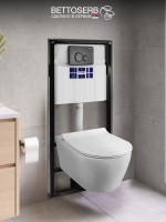 Комплект Инсталляция BETTOSERB Sava Fix Slim 40006456 + Кнопка Twin 40006459 цвет матовый черный
