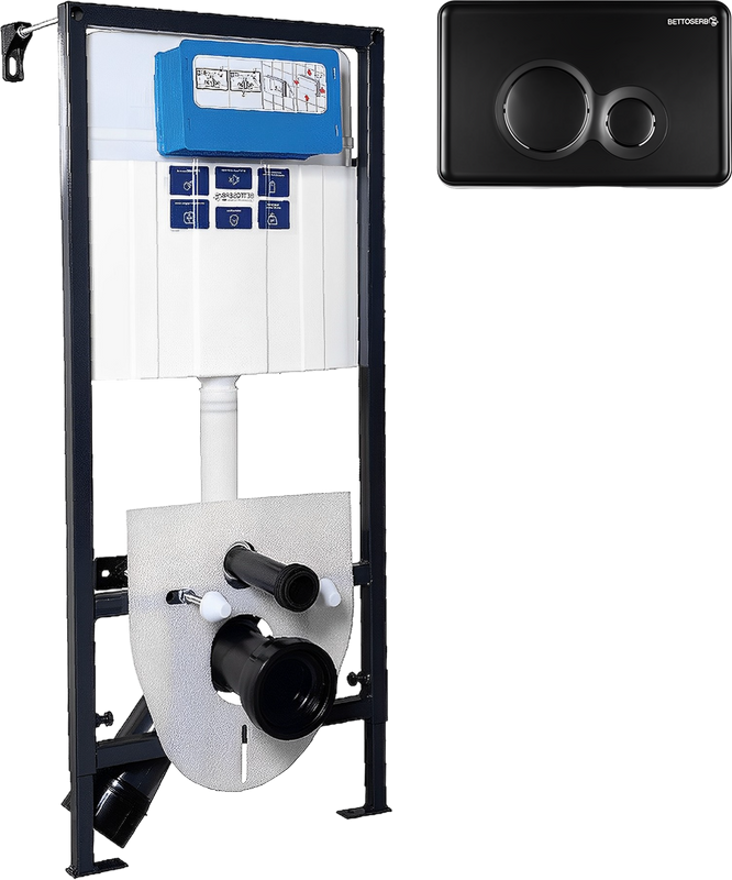 Комплект Инсталляция BETTOSERB Sava Fix Slim 40006456 + Кнопка Twin 40006459 цвет матовый черный