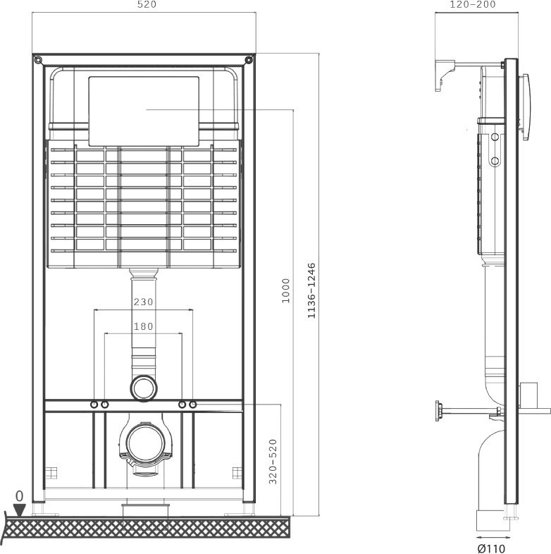 Комплект Инсталляция BETTOSERB Sava Fix Slim 40006456 + Кнопка Twin 40006459 цвет матовый черный