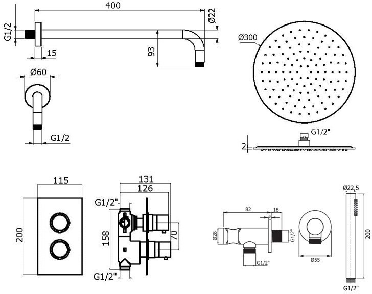 Душевой комплект Plumberia Selection Ixo KITXOT18QCRKING С ВНУТРЕННЕЙ ЧАСТЬЮ, хром
