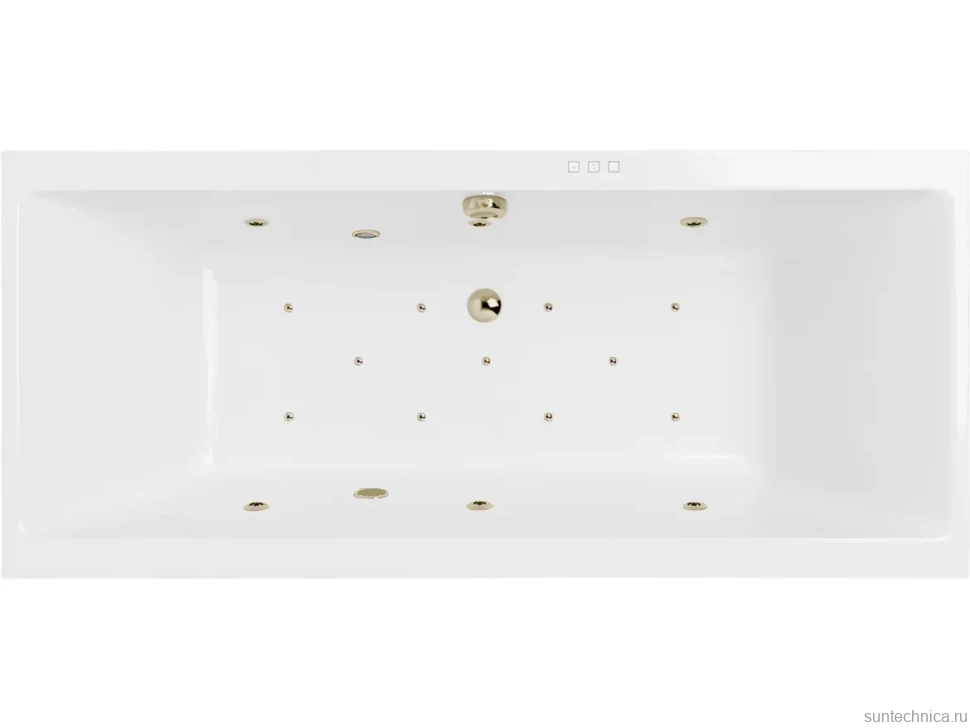 Акриловая ванна Excellent Pryzmat Slim Relax 160x75 см, встраиваемая, с гидромассажем, белая, с каркасом, со сливом-переливом, фурнитура бронза
