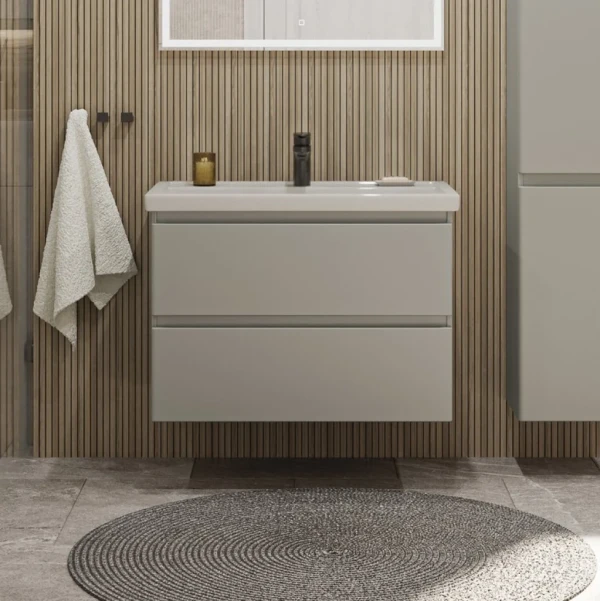 Тумба с раковиной SanStar Riana 80 подвесная, grey, раковина Фостер 80