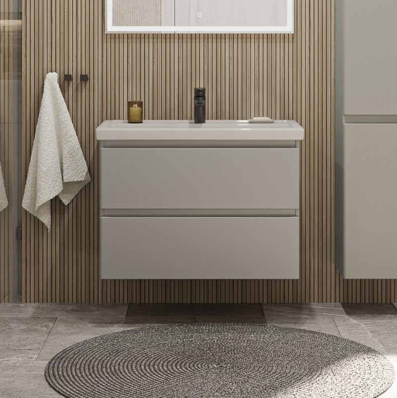 Тумба с раковиной SanStar Riana 80 подвесная, grey, раковина Фостер 80