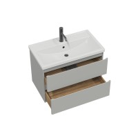 Тумба с раковиной SanStar Riana 80 подвесная, grey, раковина Фостер 80