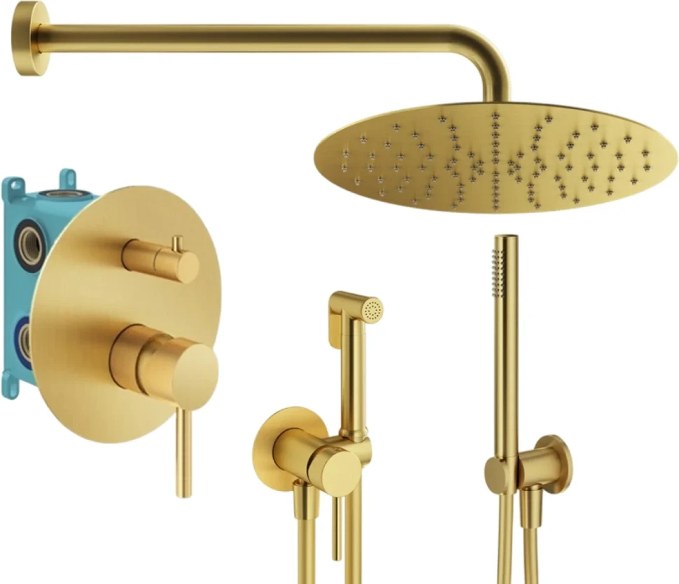 Комплект для ванной Plumberia Selection Ixo KITZXO18OB С ВНУТРЕННЕЙ ЧАСТЬЮ, брашированное золото