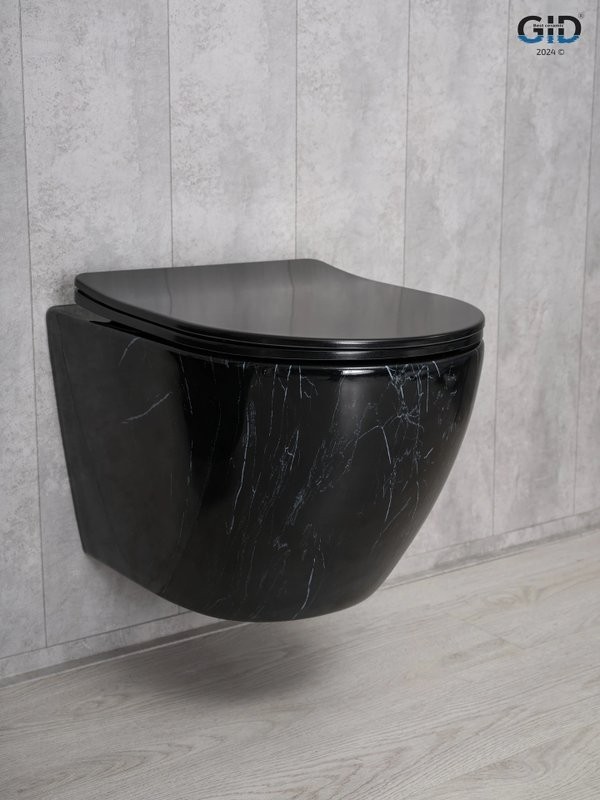 Унитаз подвесной GID Convexo Bs2198 безободковый, с микролифтом, под глянцевый камень