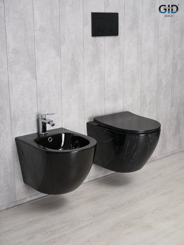 Унитаз подвесной GID Convexo Bs2198 безободковый, с микролифтом, под глянцевый камень