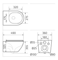 Унитаз подвесной GID Convexo Bs2198 безободковый, с микролифтом, под глянцевый камень