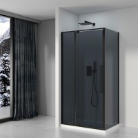 Душевой уголок Black&White Stellar Wind S818 BG 100х80, профиль черный, стекло тонированное