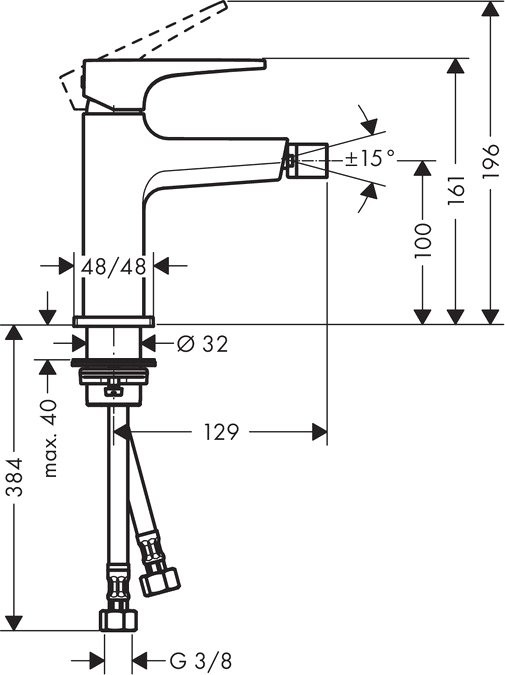 Смеситель для биде Hansgrohe Metropol 32520000 с донным клапаном Push-Open