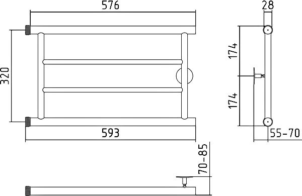 Полотенцесушитель водяной Стилье Минор 00600-3260 35x60 см, глянцевый хром, лесенка