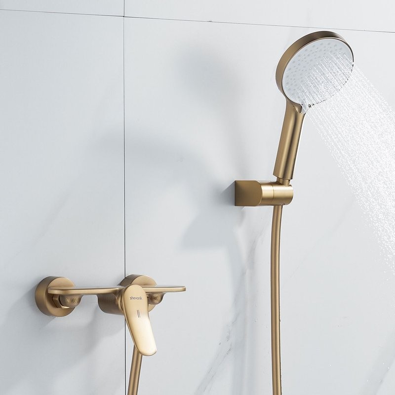 Смеситель для душа с лейкой Shevanik S4716G, золотой сатин