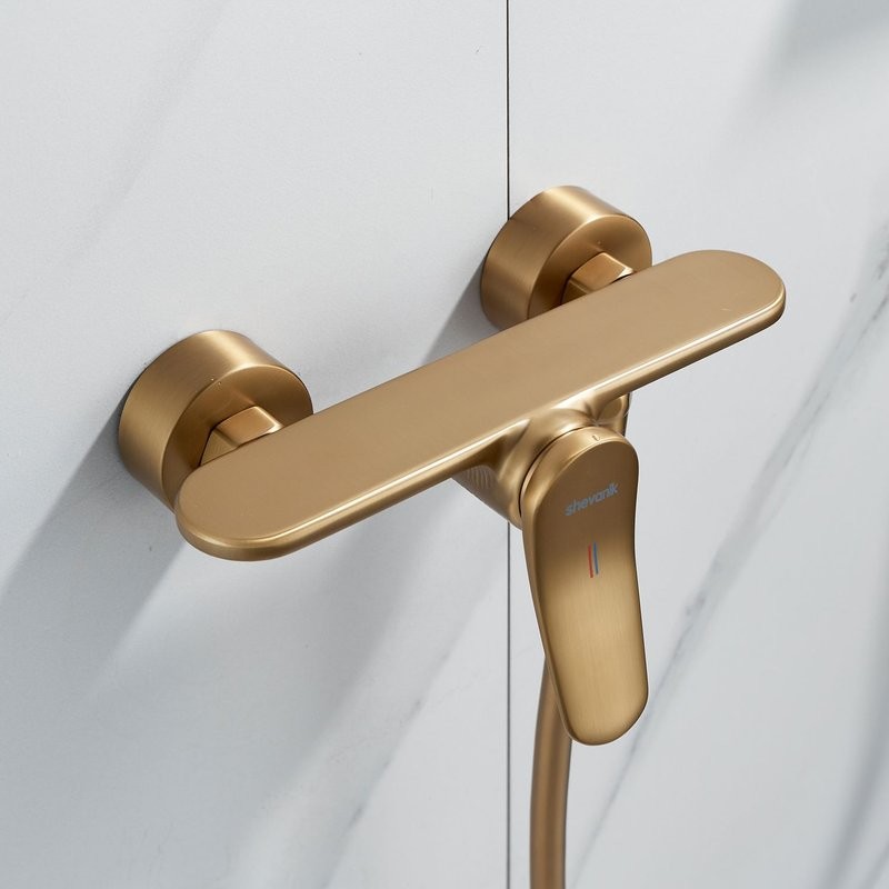 Смеситель для душа с лейкой Shevanik S4716G, золотой сатин