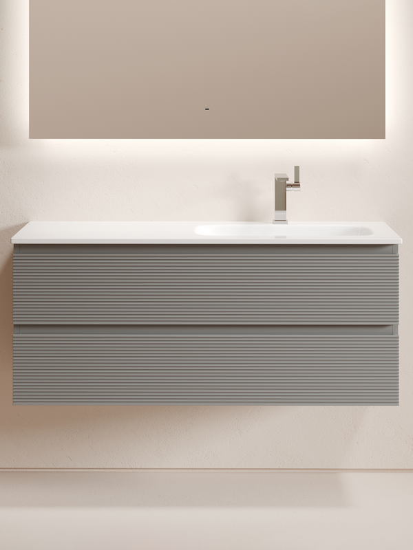 Тумба с раковиной Sancos Folk 120 R подвесная, 2 ящика, ergraut soft