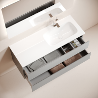 Тумба с раковиной Sancos Folk 120 R подвесная, 2 ящика, ergraut soft